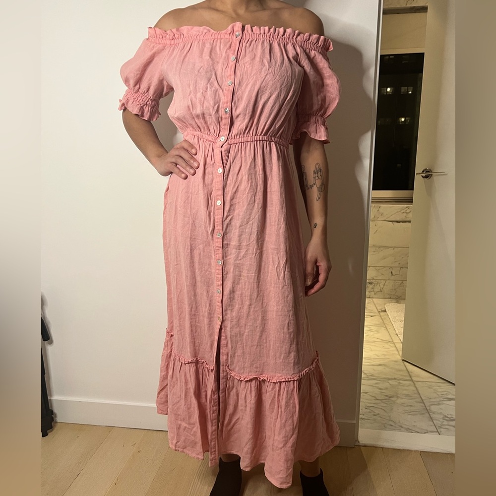 NWT Zara Rose Pink linen summer dress